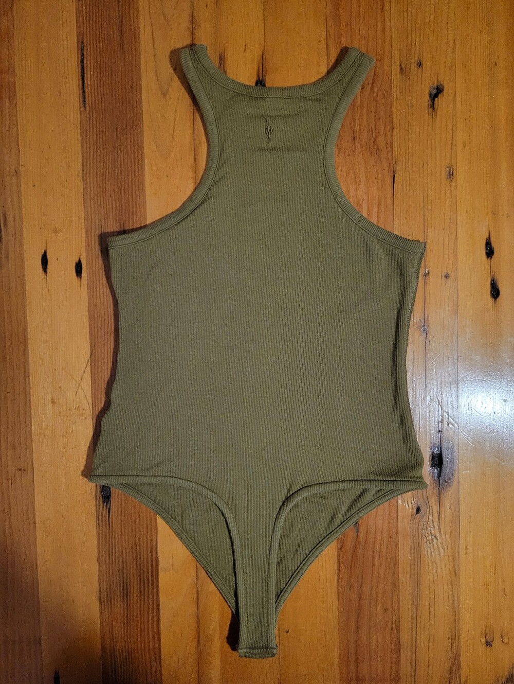 ALL SAINTS Ribbed Racerback Norma Bodysuit, Olive - Picture 2 of 9